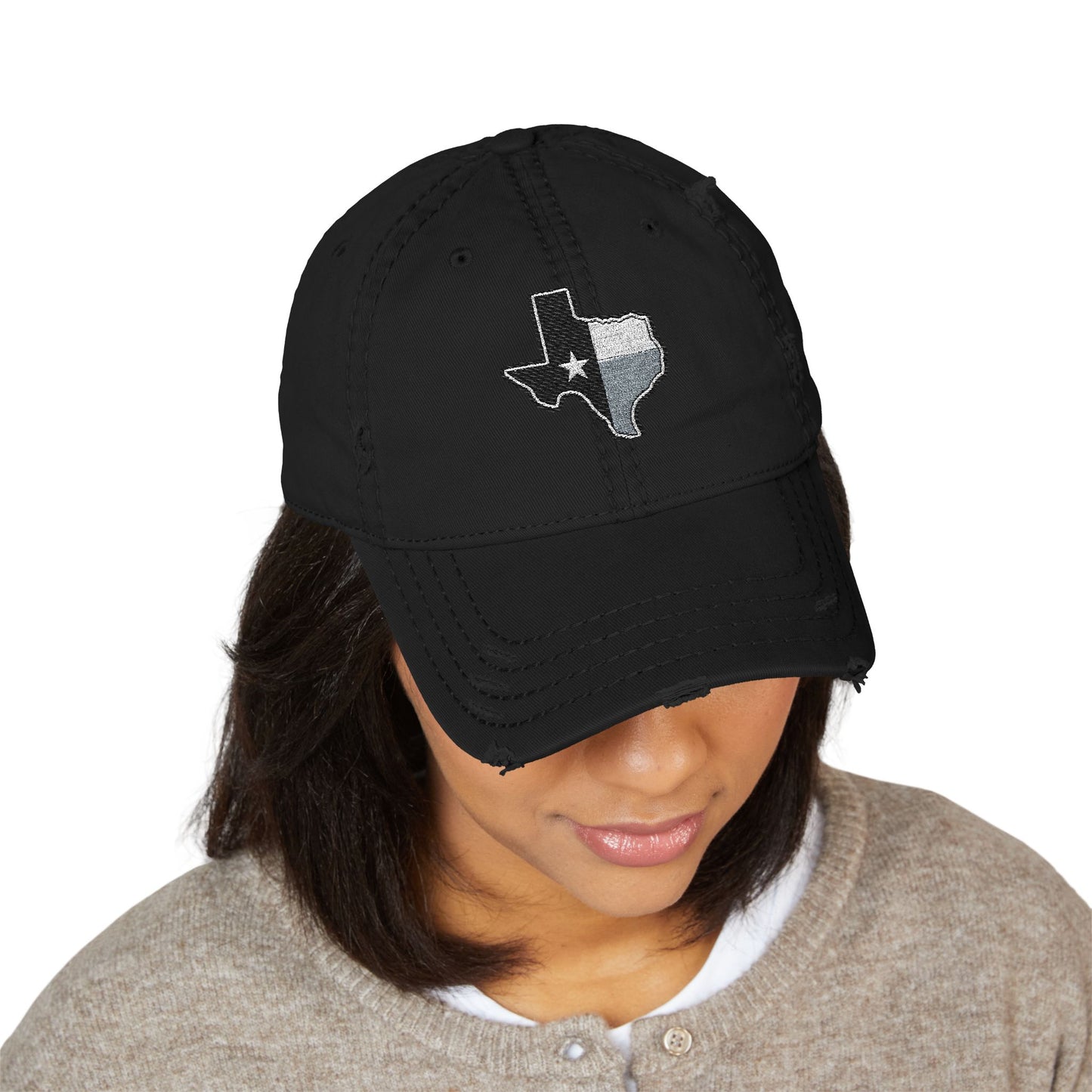 Texas Flag Distressed Hat — Embroidered Lone Star Cap