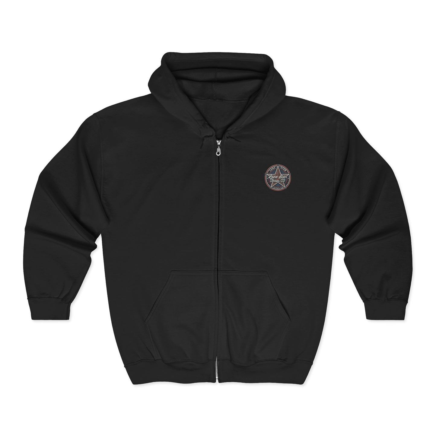 Full-Zip Hoodie — Vintage Compass Crest Chest Emblem