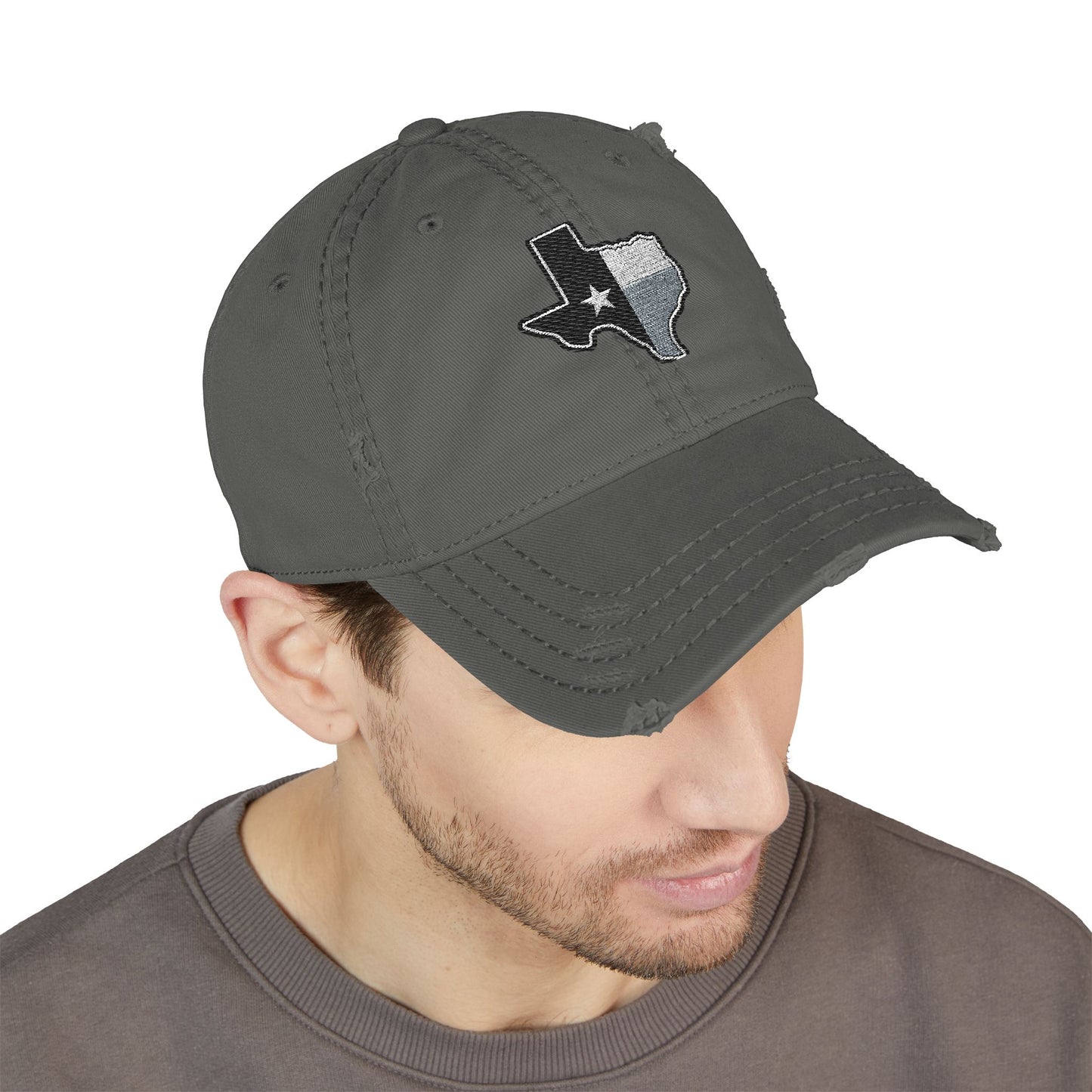 Texas Flag Distressed Hat — Embroidered Lone Star Cap