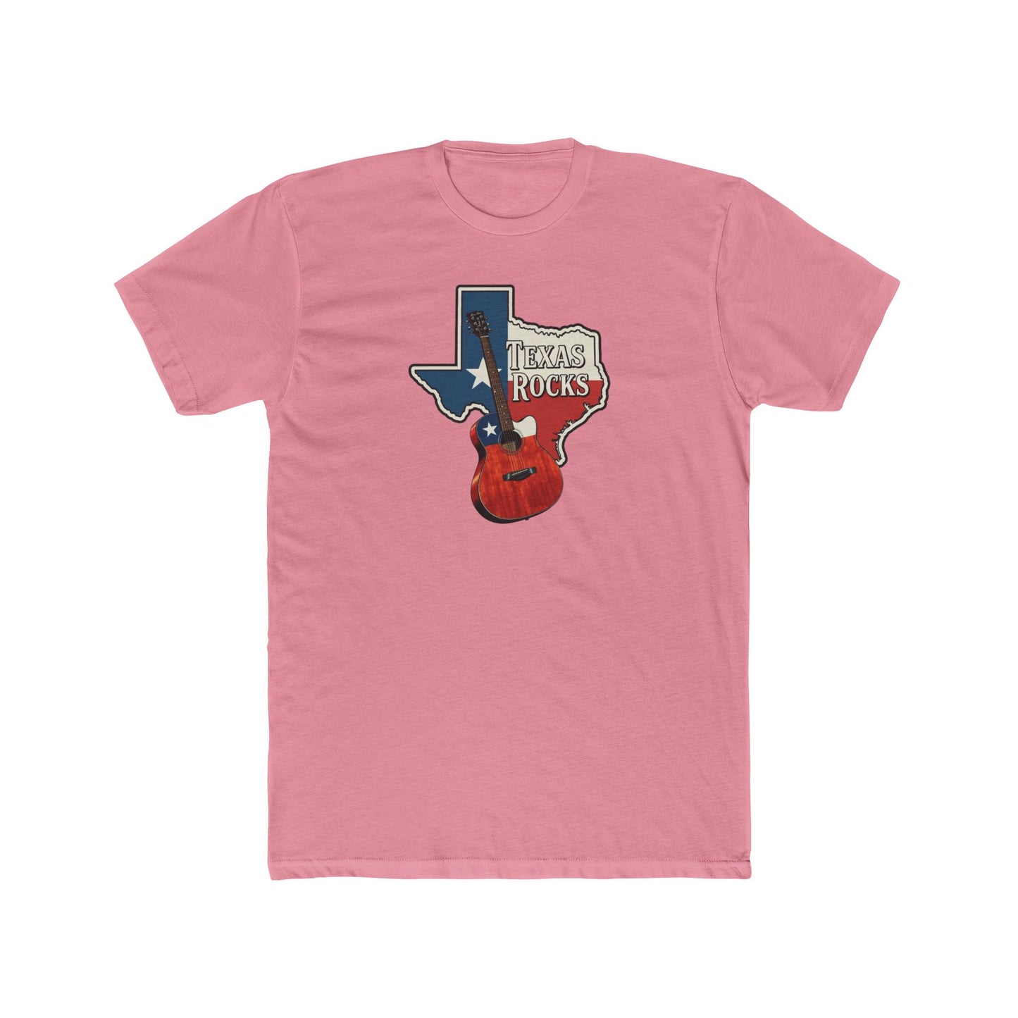 Texas Rocks T-Shirt — Guitar & State Flag Design
