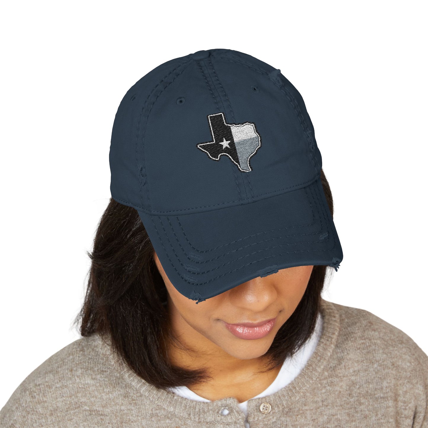Texas Flag Distressed Hat — Embroidered Lone Star Cap
