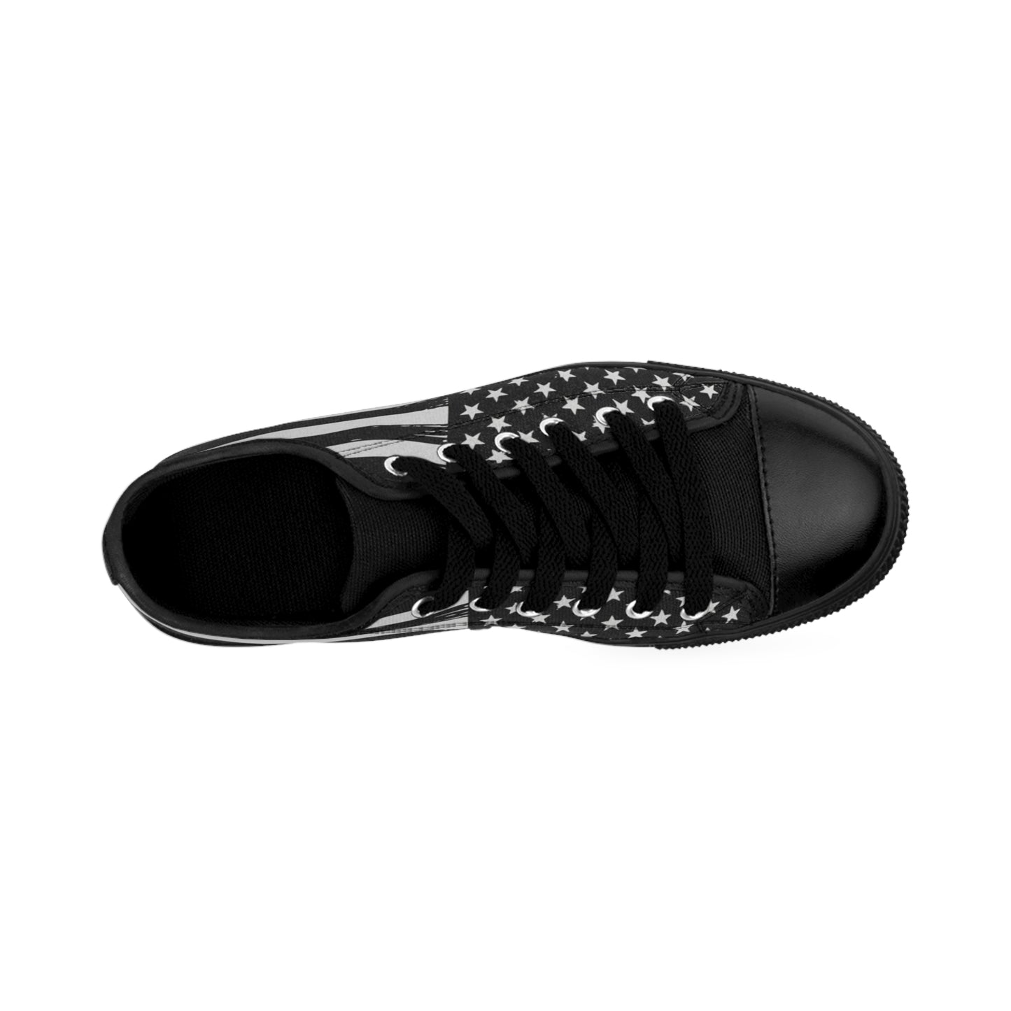 Black & White American Flag Sneakers — Men's Casual Low-Top Shoes