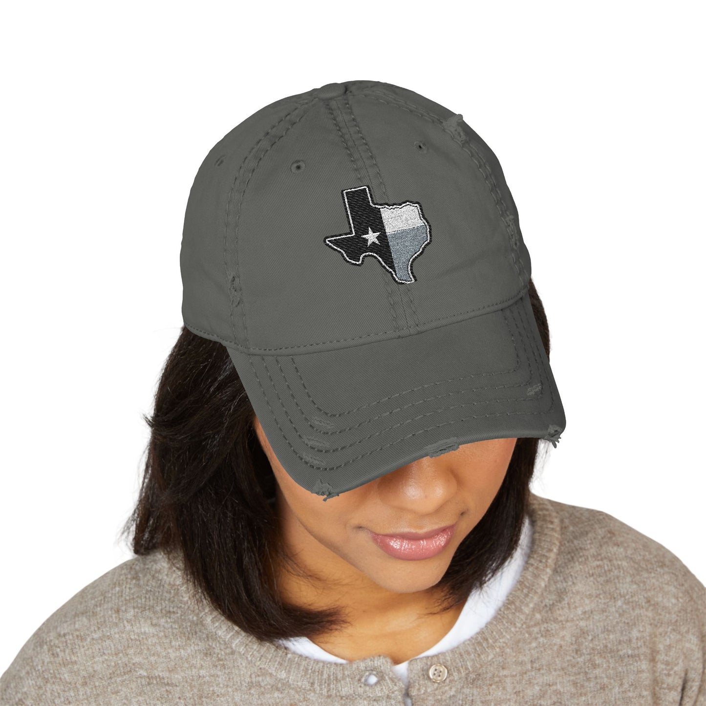 Texas Flag Distressed Hat — Embroidered Lone Star Cap