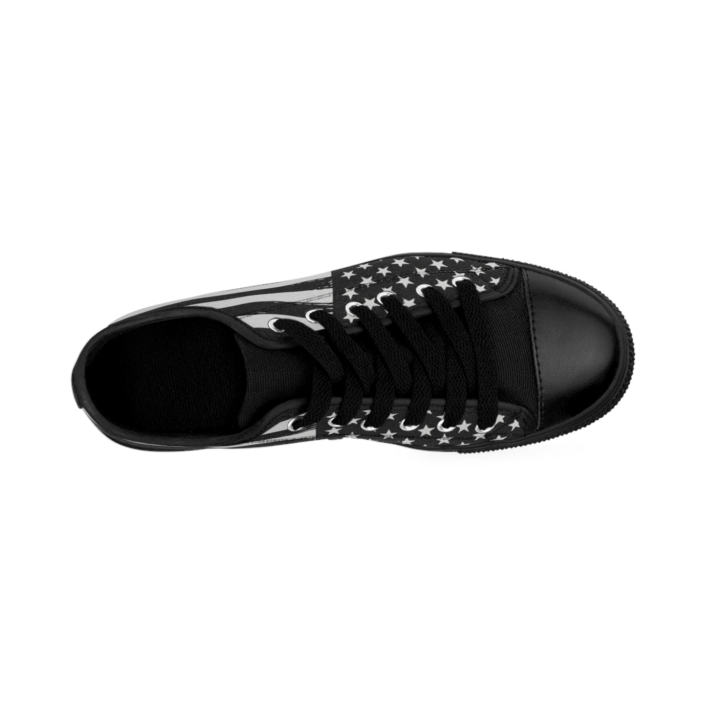 Black & White American Flag Women's Sneakers — Patriotic Low-Top Casual Shoes
