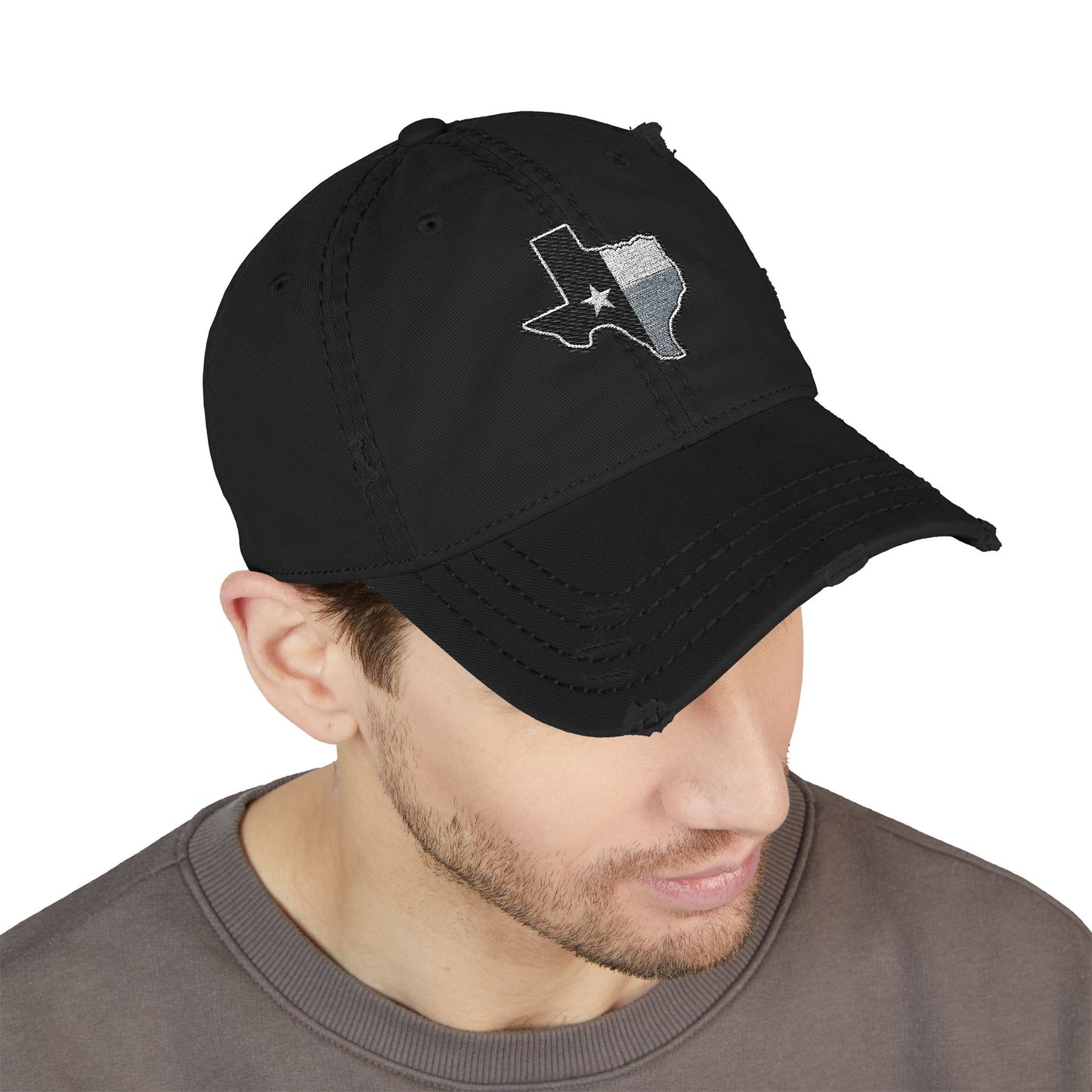 Texas Flag Distressed Hat — Embroidered Lone Star Cap