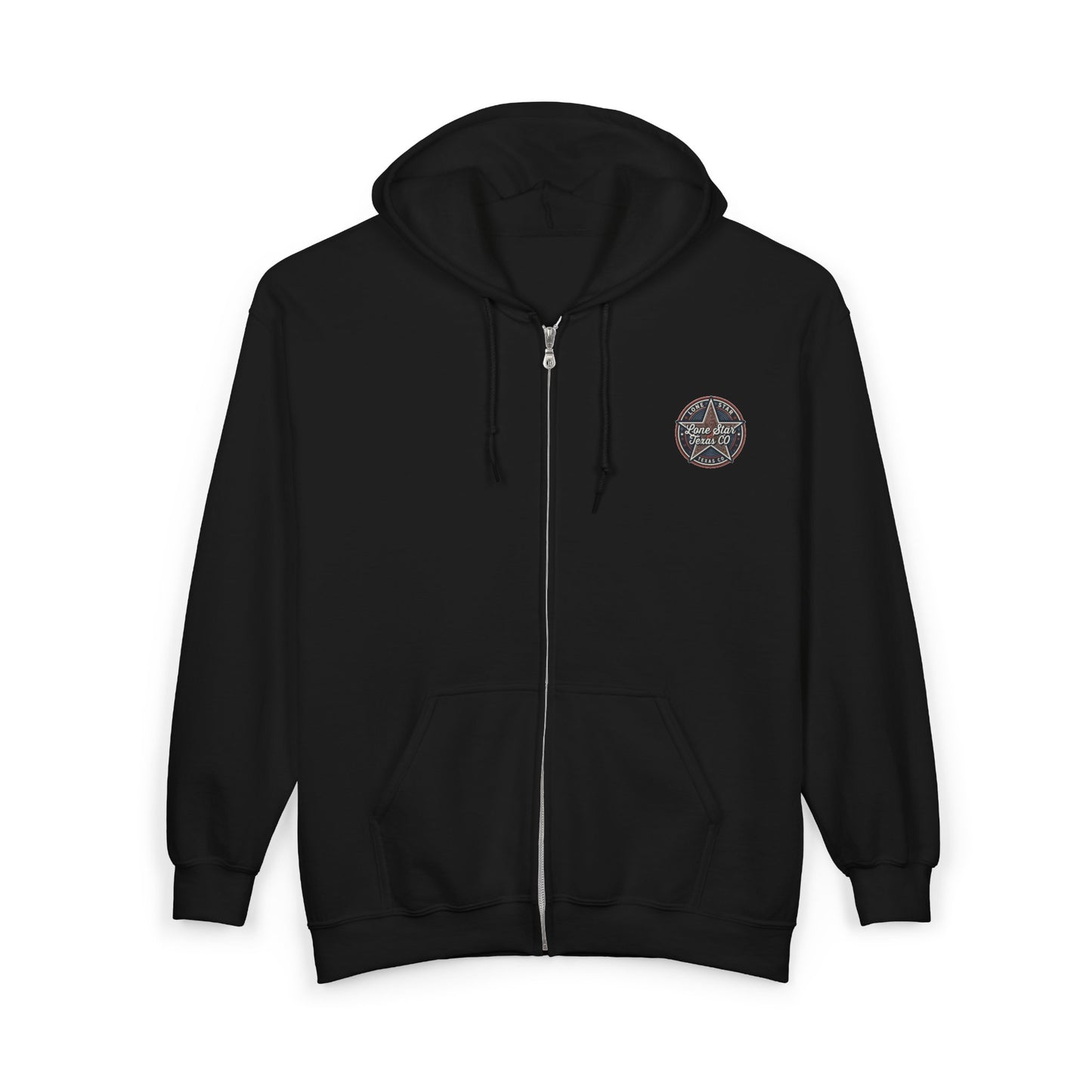 Full-Zip Hoodie — Vintage Compass Crest Chest Emblem