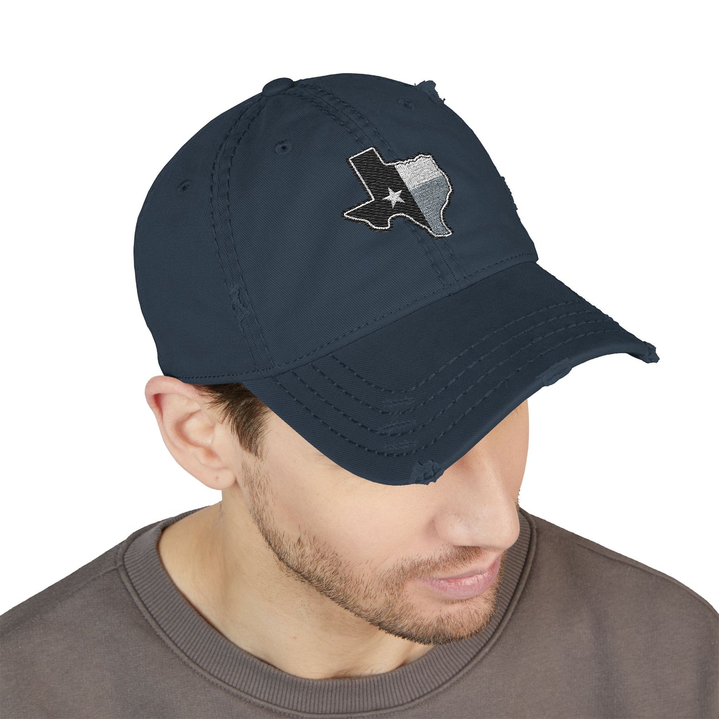 Texas Flag Distressed Hat — Embroidered Lone Star Cap