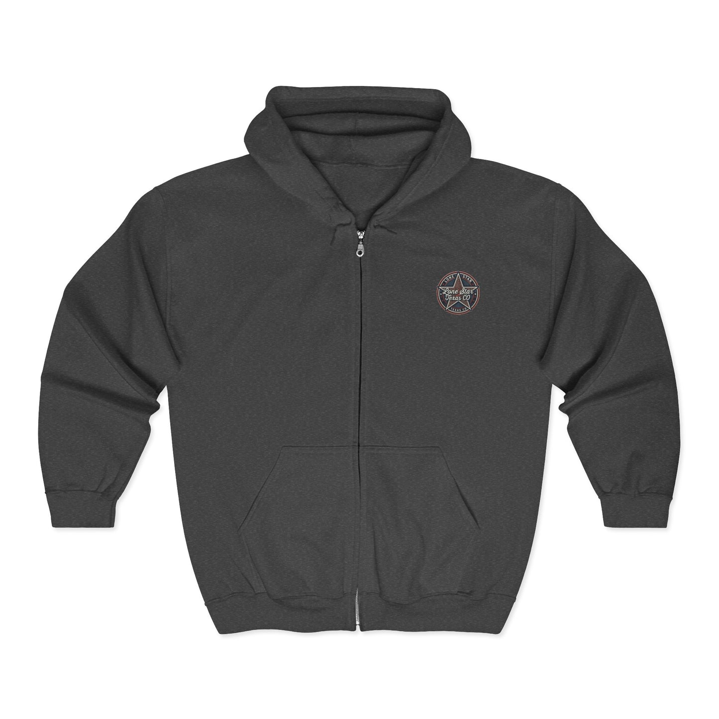 Full-Zip Hoodie — Vintage Compass Crest Chest Emblem